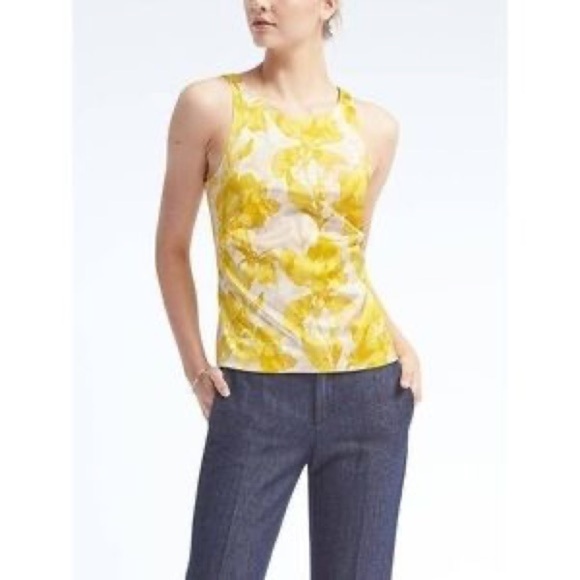 BANANA Republic Peplum Yellow Sleeveless Blouse Size 10 - Picture 1 of 10